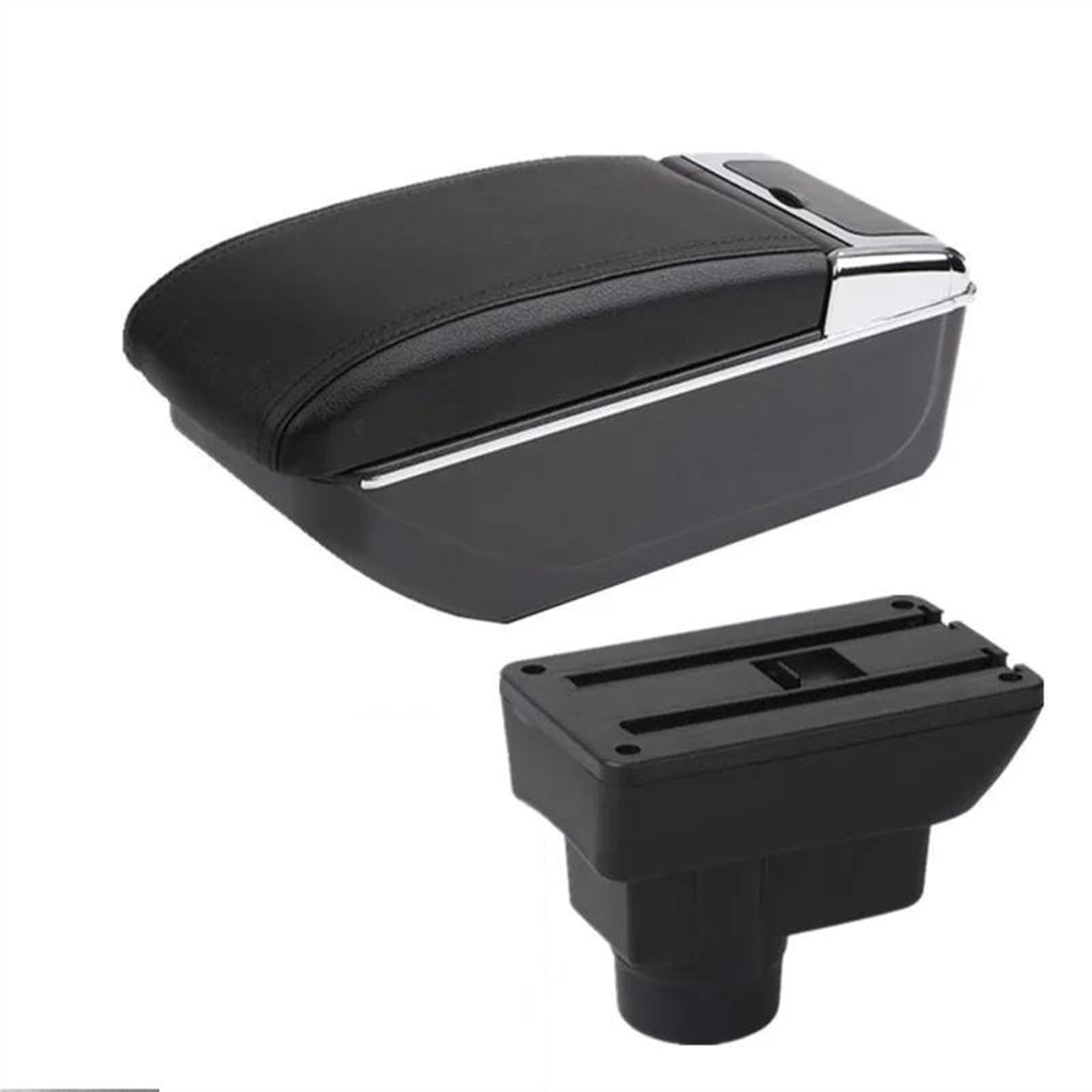 NMJLQW Storage Rack Armrest Box With Multifunctional Support PU Upholstered Car Interior Modification Accessories For Corsa D(B black line NO USB)