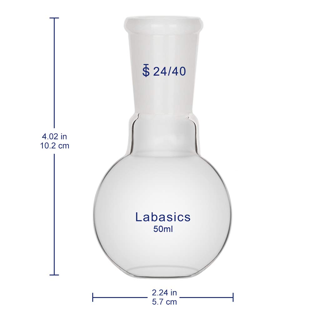 Labasics Glass 50ml Single Neck Flat Bottom Boiling Flask, with 24/40 Standard Taper Outer Joint, 50ml — Amazon image 4