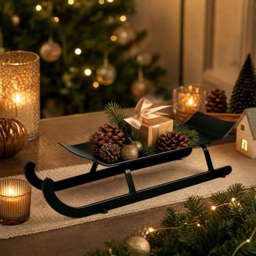 Metal Santa Sleigh Shaped Serving Tray, Christmas Decorative Tray - image 6