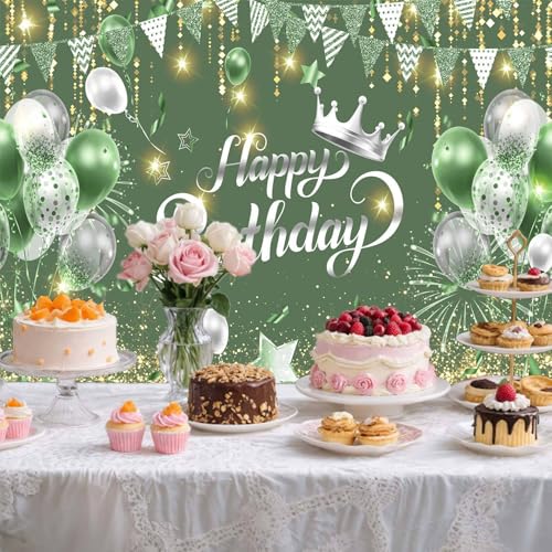 Fondo Fotográfico Verde Cumpleaños 10x8 ft miniatura 3
