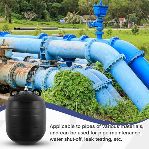 Image of Glooglitter 8 Inch Inflatable Pipe Plug Sewer Test Plug Rubber Plumbing Test Balloon Ball for Sewage Pipeline Inspection (with 39.37 Rubber Extension Hose)