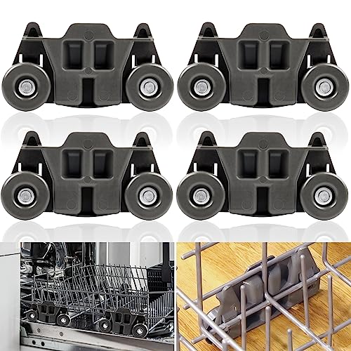 Dishwasher Wheels Lower Rack Upgraded Compatible for Whirlpool/Kenmore/Maytag/Kitchenaid. Replace Dishwasher Rack Wheels Parts of W10195416,W10579095A,PS11722152,W10195420,W10311123B,AP5983730(4PACK)