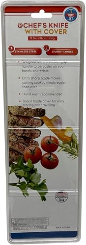 Miniatura 6 de Funda para cuchillo de chef, hoja de acero inoxidable, fruta, verduras, hierbas, carne, cuchillo de cocina de 12.6 pulgadas, cuchillo de viaje,