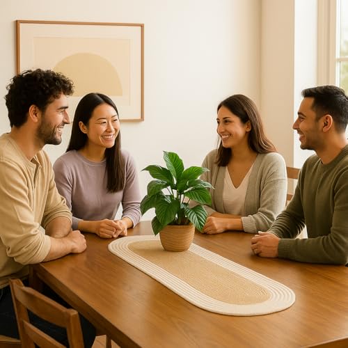 Image of Dining Table Runner for 4 Seater | Table Runners for Living Room | Cotton Runner for Centre Table | Side Table Cover | Runner for Dining | Home Center Table Runner (91 X 30 Centimeter)
