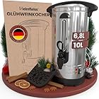 Heimfleiss® Glühweinkocher 10L aus Edelstahl | 1500W Einkochautomat für Glühwein, Punsch & Kakao | Glühweintopf mit Zapfhahn, Thermostat & Abtropfschale | 10 L Heissgetränkespender Heißgetränkeautomat