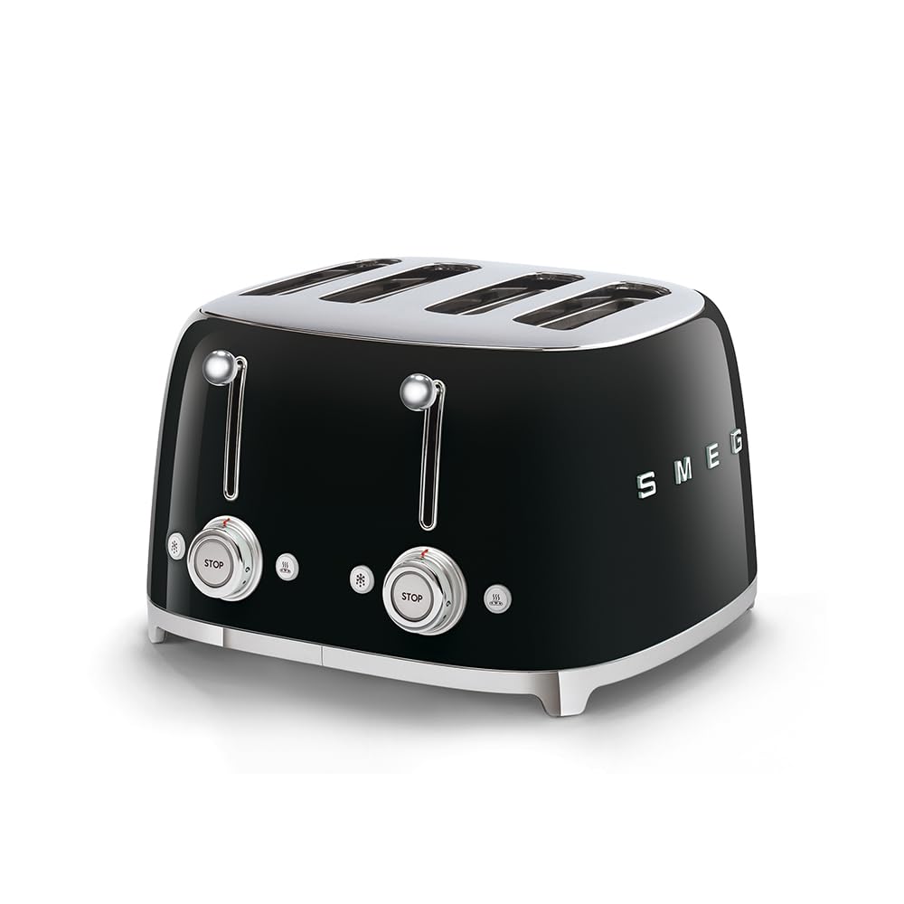 Smeg Toaster, 4 Wide Slot, Original Italian Brand, Patented Smeg Black Color, Auto Center for Even Browning, Smart Crumb Tray Drawer, Multi-Use: Defrost, Reheat & Bagel, 6 Toast Level, 2000W TSF03BLEU-image-41
