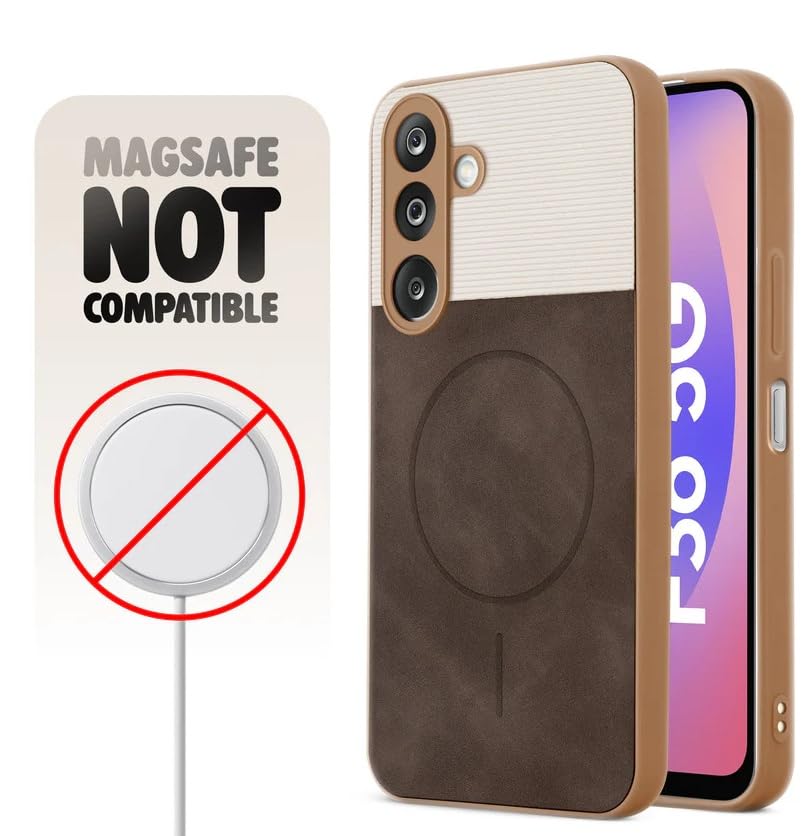 Image of Bintage CASE Dual-Leather Mac Safe Design Phone Case| Soft Touch Finish | Full Camera Protectection Back Cover Compatible for Samsung A15 5G / A15 4G - White & Choco Brown