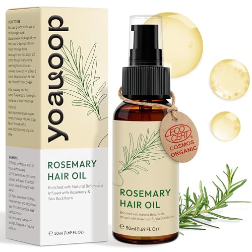 Yoauoop Tri-Fase Aceite de Romero para el Cabello - Fórmula Bio-Activa Fortalece Raíces, Reduce la Grasa - No Graso, Probado en Laboratorio para Mejorar Densidad y Longitud, 100% Natural Vegano, 50ml