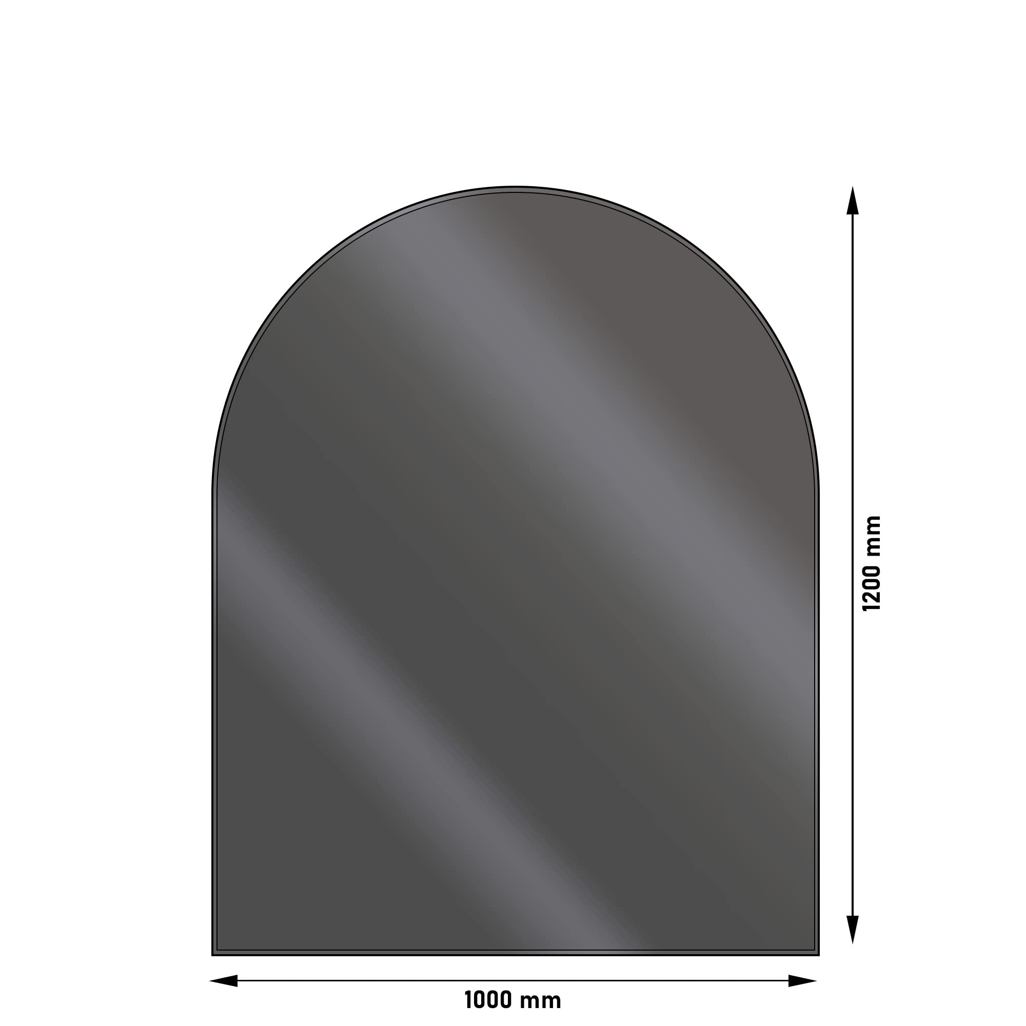 LANZZAS Bodenplatte Halbrund groß - 1000 x 1200 mm - Farbe: gussgrau | Funkenschutzplatte aus Metall