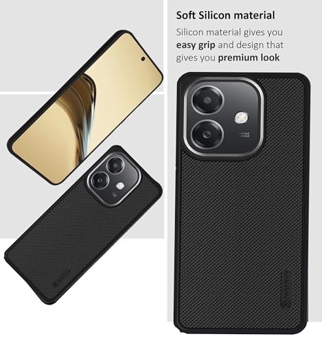 Image of Back Cover Case for Oppo A3x 5G Slim & Lightweight | Ultra-Premium Dotted Design | Camera Protection Bump | Fabric Texture Back Case CoverOppo A3x 5G (PC & TPU, Black)