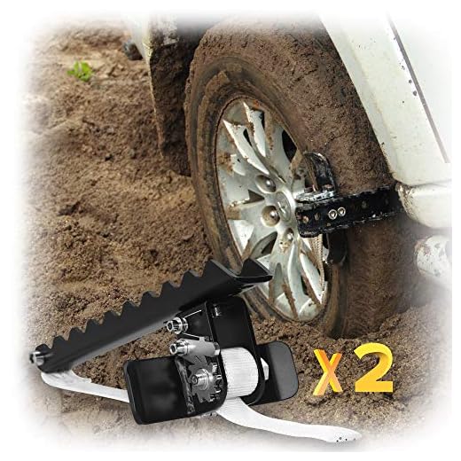 EZUNSTUCK Car Tire Anti-Skid Tool - RWD/AWD/4x4 SUV, Trucks, Pickup – EZ-D02LX Get Unstuck Solution for Mud, Sand, Snow, ice, Off-Road - Better Than Traction Mat, Recovery Tow Strap(Large/Set of 2)