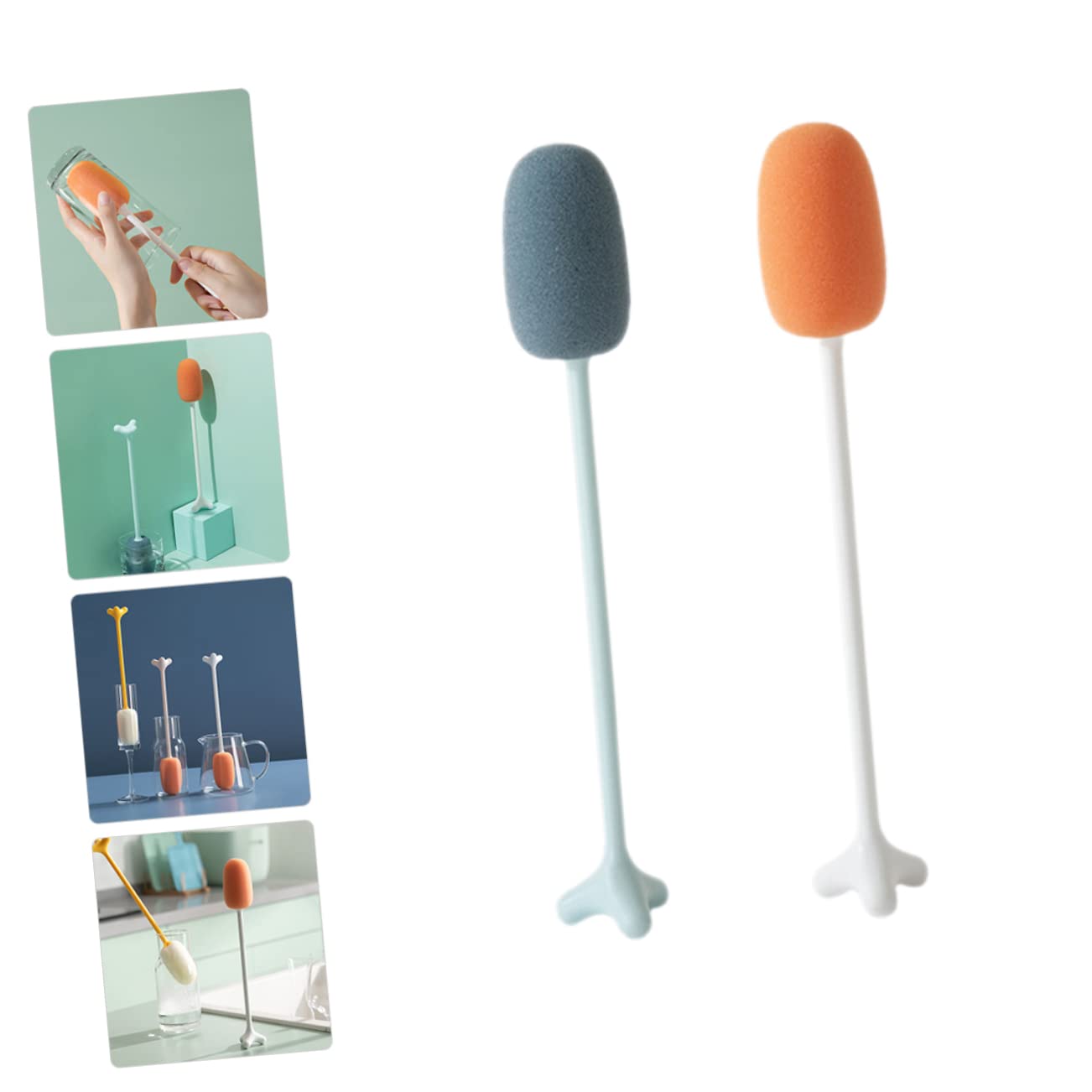 BRIGHTFUFU 2 Pcs Sponge Long Handled Bottle Cleaner Brush Household Cleaner Milk Bottle Brush Bottle Cleaning Brushes Brush for Scrubbing Brush Bottle Scrubbing Brush Plastic
