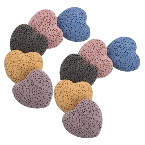 VALICLUD 10 Piedras Difusoras de Aceites Esenciales de Piedra Volcánica en Forma de Corazón, Difusor Portátil Aromático para Meditación, SPA y Ambientador Natural Reutilizable en