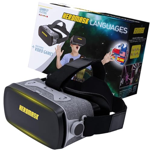 VR Headset for Kids 5-12 + Games to Learn 6 Languages ― Gift for Birthday or Christmas that gets Boys & Girls excited about Spanish, Chinese & more through Virtual Reality Gaming