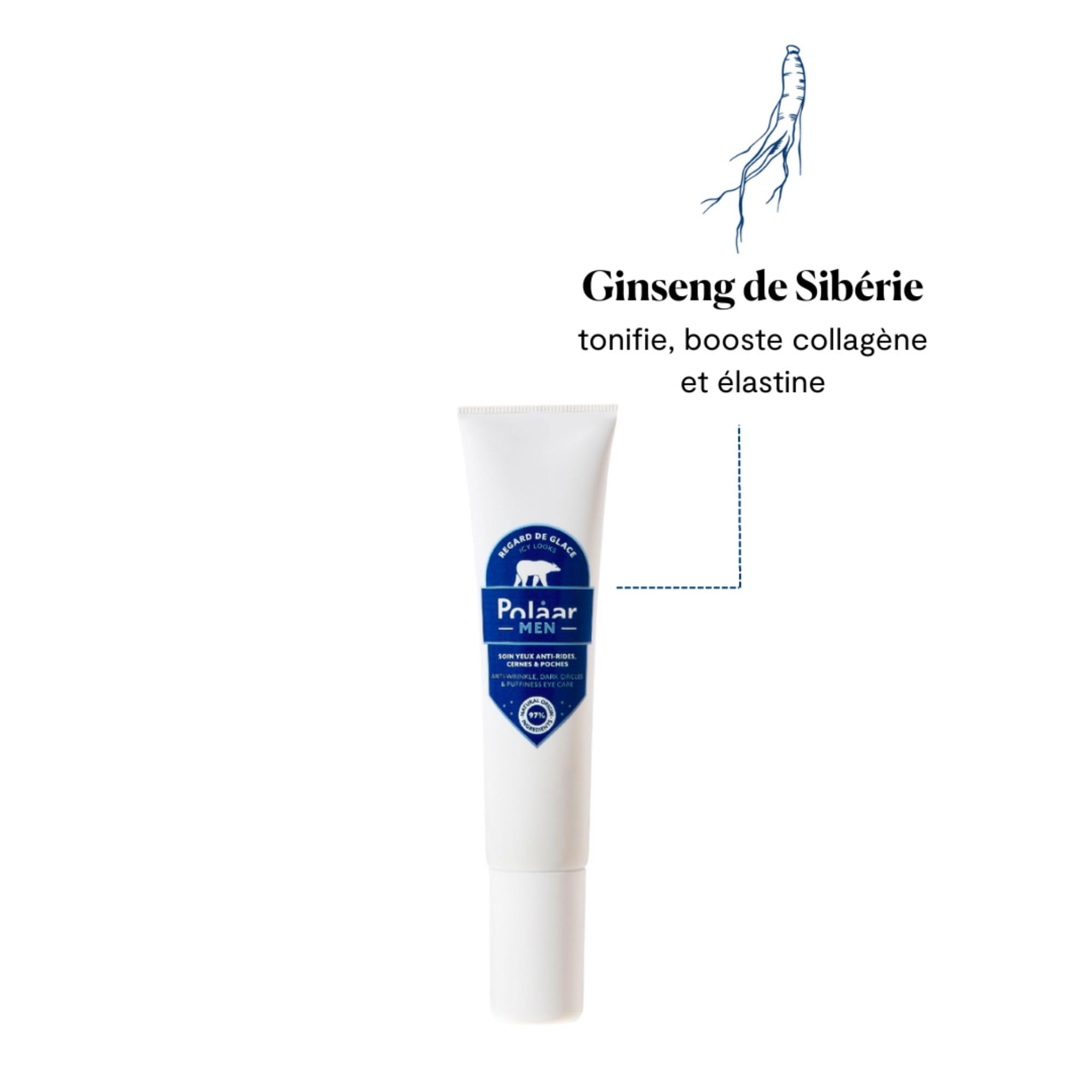 Polåar Men Regard de Glace, Soin Yeux Anti-Rides, Cernes & Poches au Ginseng de Sibérie 1 Unité