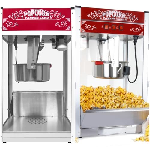 Image of 16 Oz Commercial Popcorn Machine, Countertop Popcorn Maker for 80 Cups per Batch, Bar Theater Style Popper with Scoop & Spoons, for Home Movie, Family Gatherings, and Concession Stands, Red