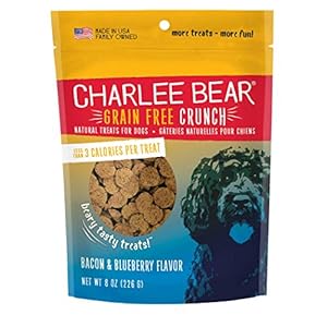 Charlee Bear Grain Free Crunch Dog Treats, Bacon & Blueberry Flavor, 8 oz