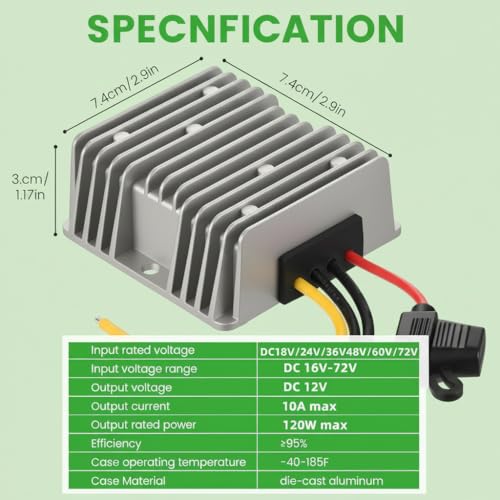 Image of DC 16V-72V to 12V 10A 120W DC-DC Step Down Converter Buck Voltage Regulator Power Transformer Reducer for Golf Cart E-Bike RV Forklift
