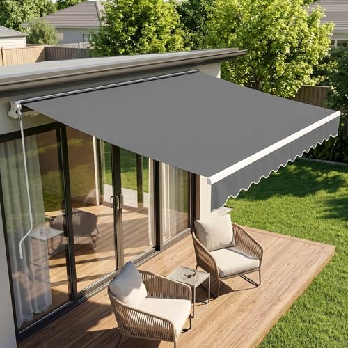 Store Banne Manuel, 250 x 200 cm, Auvent Rétractable à Bras Repliable, Store Articulé, avec...