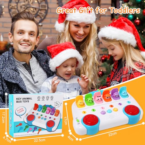 BelleStyle Baby Motorikspielzeug ab 1 Jahr, Pop Up Spielzeug mit Tieren Schlüssel Musik & Licht Frühe Entwicklung Ursache und Wirkung Lernspielzeug Montessori Spielzeug für Kinder 1 2 3 Jahr