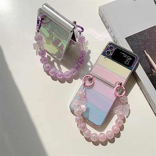 Coque Samsung Galaxy Z Flip 3 Laser Transparente avec Chaîne Perles