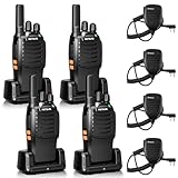 Retevis H-777 Walkie Talkies with Shoulder Mic,2 Way Radios Long Range,License-Free,LED Flashlight,Portable,Shock Resistant,for Family Outdoor Small Commercial (4 Pack)