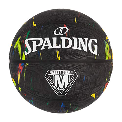 Marble Series Black Rainbow Sz7 Rubber Basketball Cover