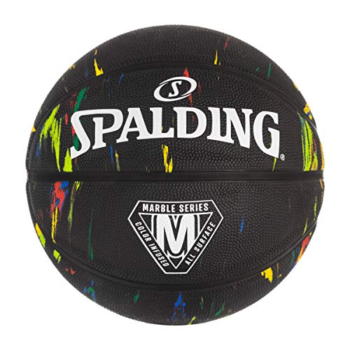 Marble Series Black Rainbow Sz7 Rubber Basketball