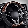Coverado Steering Wheel Cover, Wood Grain Design Anti-Slip Car Steering Wheel Protector, 15 Inch Universal fit for Most Car Truck SUV (Size[14 1/2''-15 1/2''], Dark Wood Grain)