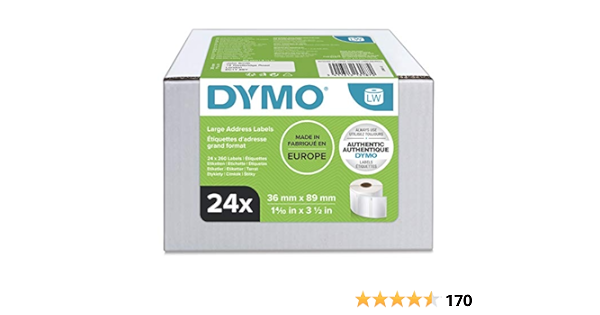 Amazon.com: Dymo 36 mm x 89 mm LW Large Address Labels, 24 ...