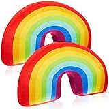2 Pcs Rainbow Pillow for Girls Kids 13.8 x 8.7 x 4 Inch Plush Cute Rainbow Throw Pillow Arch Shaped Kids Floor Cushion Stuffed Rainbow Decorative Pillows for Bed Chair Room Car Home Classroom Decor