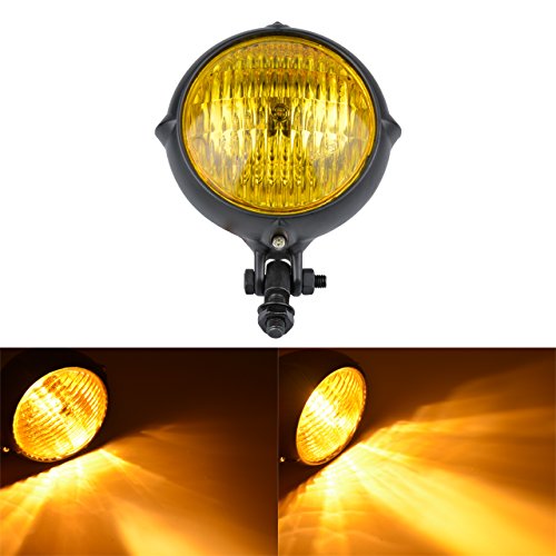 Phare moto rétro KaTur 6,5 pouces ambre clair à incandescence universel