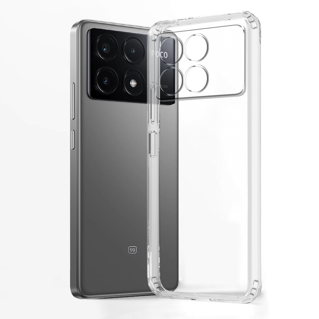 Fashionury Shockproof Crystal Clear Back Cover Case for Poco X6 Pro 5G | Raised Bumps for Camera & Screen Protection | Transparent Back Cover Case for Poco X6 Pro 5G