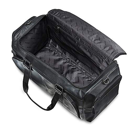 Top Grain Oily Waxy Buffalo Leather Duffle Bag, Black, 23