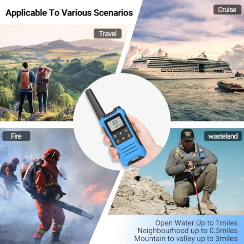Image of Walkie Talkies Long Range Rechargeable Walkie Talkie for Adults, Baofeng F22 FRS Radio Walky Talky Family Walkie-Talkie with Flashlight 1400 mAh Battery USB Charger for Camping Trip (2 Pack)