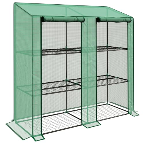 Outsunny Serra da Giardino con Copertura in PE e 6 Mensole a Rete, Serra Addossata da Balcone con 2...