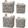 Primitives by Kathy Set of 2 Double Sided Galvanized Metal Bins Crazy Cat Lady Welcome to Catsville