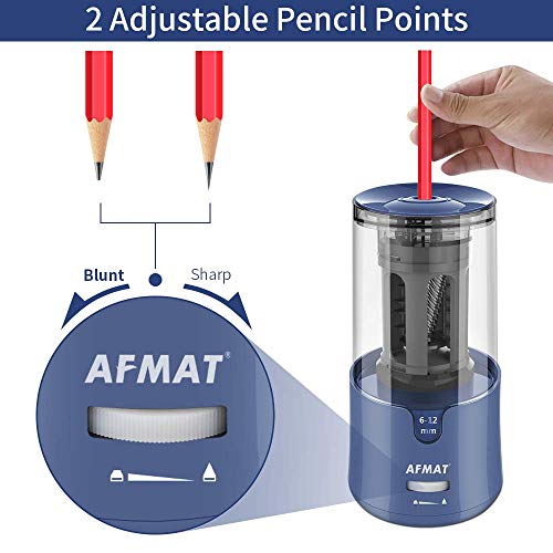 Afmat Pencil Sharpener, Electric Pencil Sharpener For Colored Pencils, Auto Stop, Fast Sharpen In 3S, Large Hole Pencil Sharpener Plug In For 6-12Mm No.2/Jumbo Pencils-Blue #TOP5