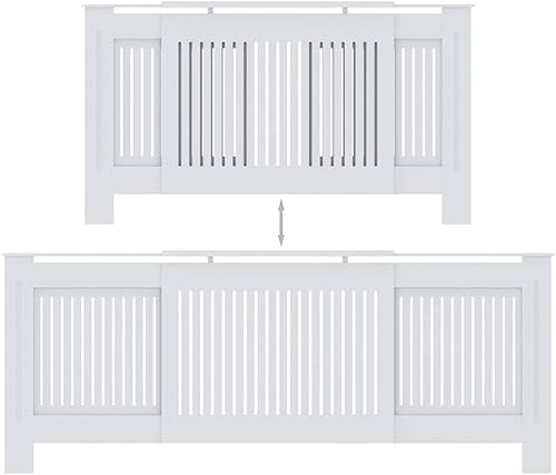 Miniatura 103 de 2 piezas de MDF para el hogar, calentador de sala de estar, soporte lateral para calefacción, cubierta de radiador, estante de gabinete de