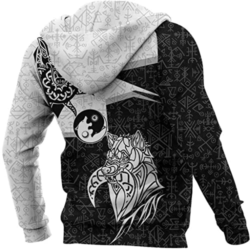 Sweat capuche loup viking Fenrir avec impression 3D textile premium - 2