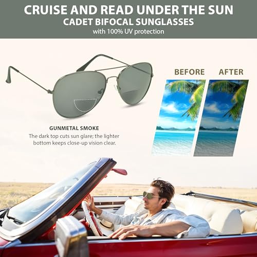 proSPORT Aviator Bifocal Sunglass Reader Men Women Brown Smoke Lens2