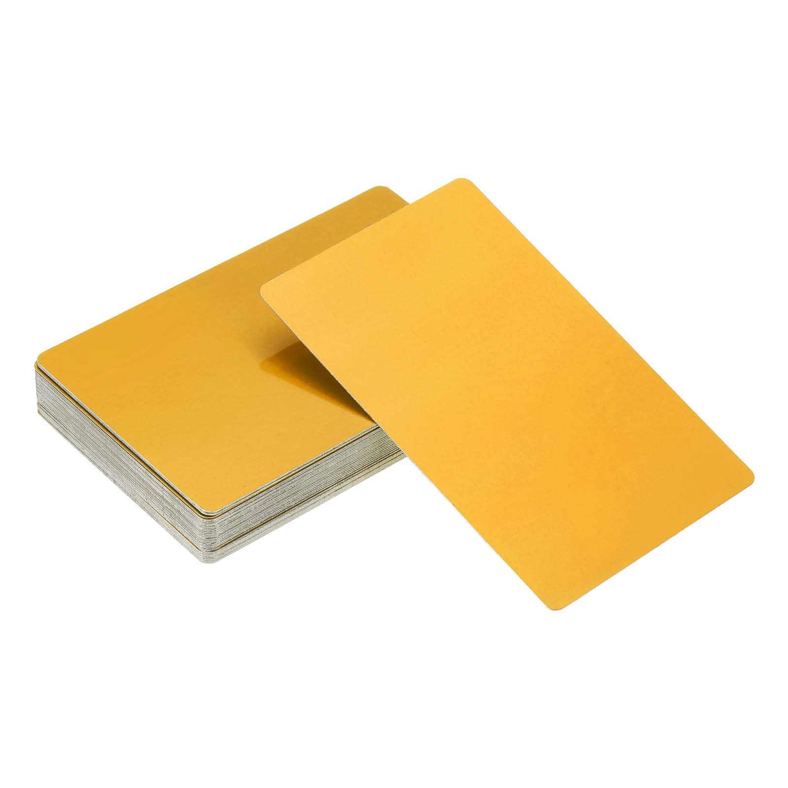 YELARXI Metal Business Card Blanks Aluminum Laser Engraving Business Cards, 86 x 54 x 0.2 mm Fit for Office Name DIY Printing (60 Pack, Matte Gold)