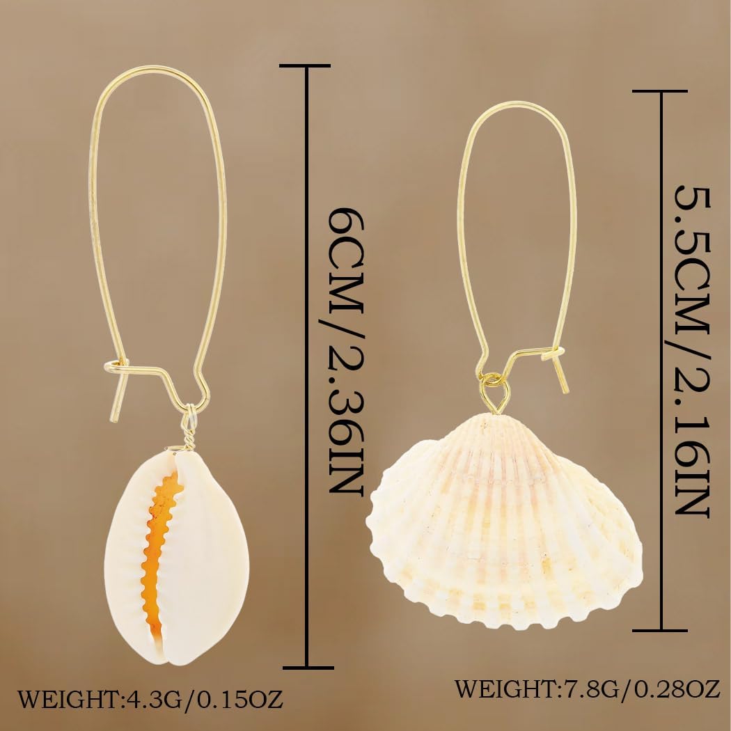 2 Pairs White Seashell Earrings Natural Sea Shell Earrings Summer Beach Dangle Earring for Women - Image 5