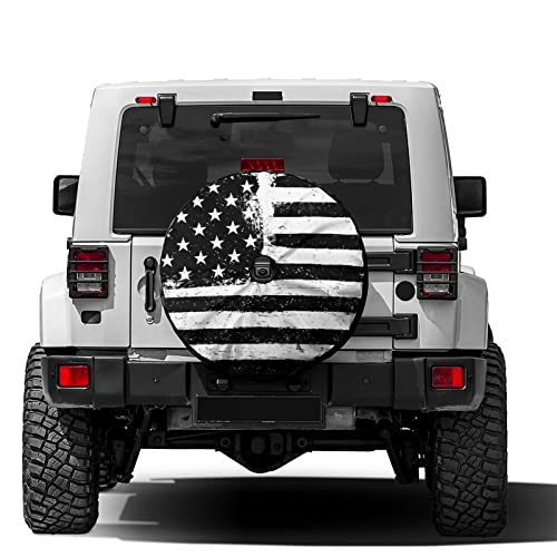 Image of Delerain Spare Tire Cover with Backup Camera Hole American Flag Wheel Covers Waterproof Dust-Proof UV Sun Universal Fit for RV Trailer RV SUV Truck (17 Inch for Diameter 31 inch-33 inch)