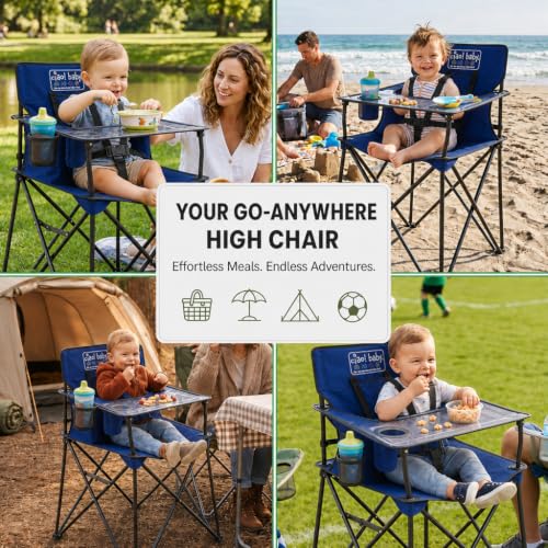 Image of ciao! baby Portable High Chair, for Travel and Camping, Royal Blue
