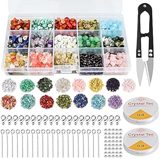 893 PCS Irregular Gemstone Beads Crushed Kit 15 Colors Natural Chips Stone Beads Ear Hook Lobster Clasp Loose Gemstones Healing Crystal for Jewelry Making Necklace Bracelet Earring DIY Crafts Supplies