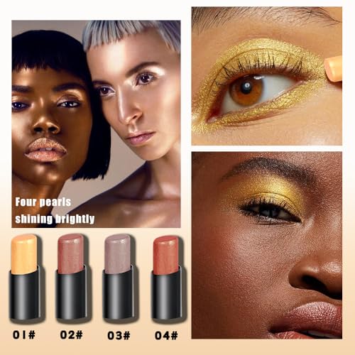 Cream Eyeshadow Sticks 6 Colors Shimmer Matte Eyeshadow Pencil Waterproof Long Lasting Eyeshadow Crayon Eye Highlighter Pen Smudge Proof Metallic Eyeshadow Stick - Image 3