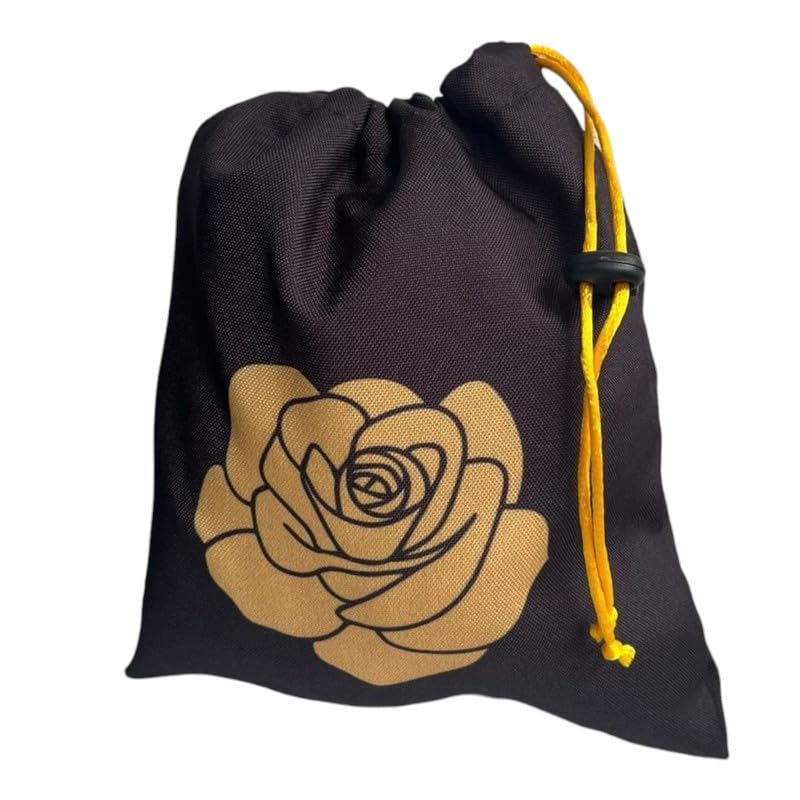 Estojo Tecido Preto Rosa Dourada P Tarot Baralho 20x19cm