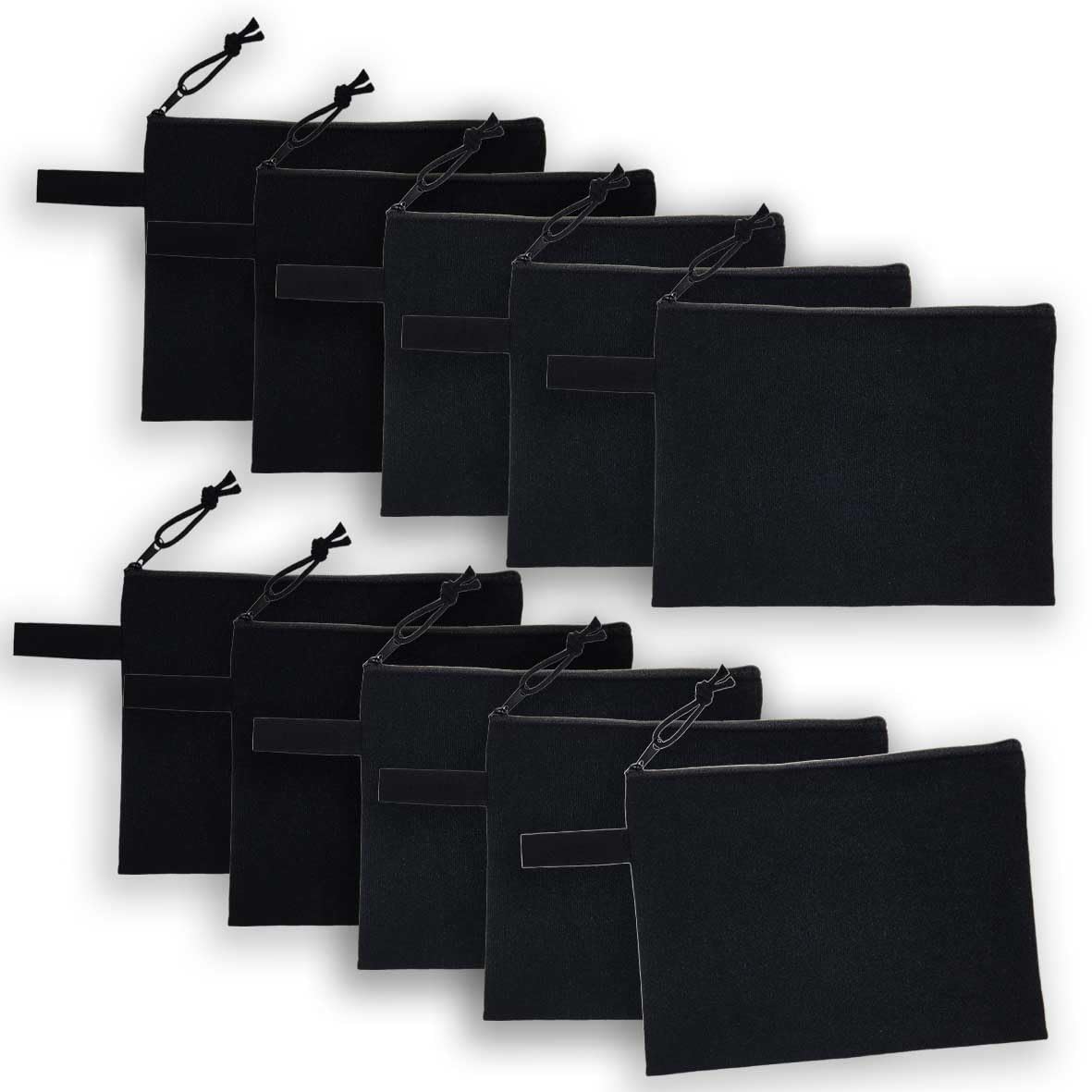 Canvas Cosmetic Bags Multi-Purpose Makeup Pouches DIY Craft Bags Black 10 Pack 9 5 x 6 7