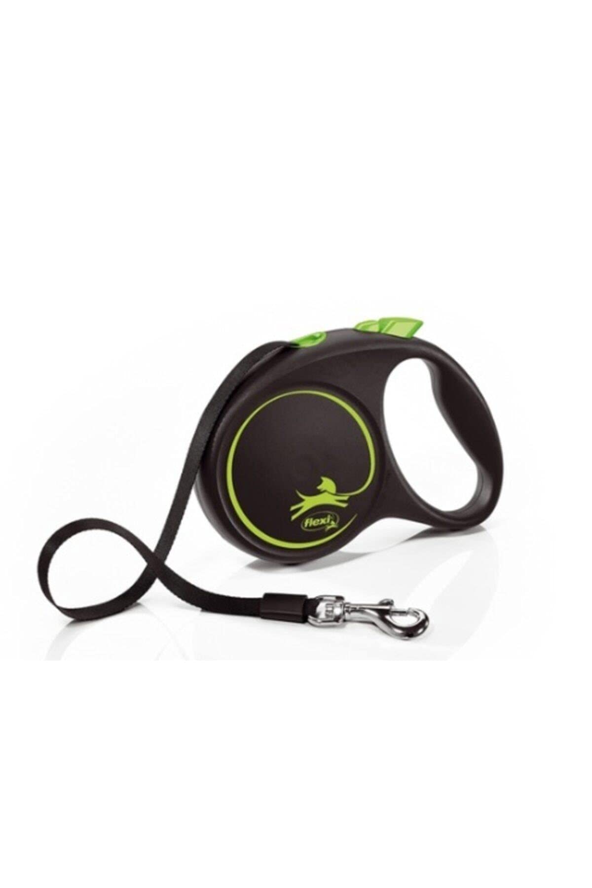 Flexi Black Design Tape Green Large 5m Retractable Dog Leash/Lead for Dogs up to 50kgs/110lbs